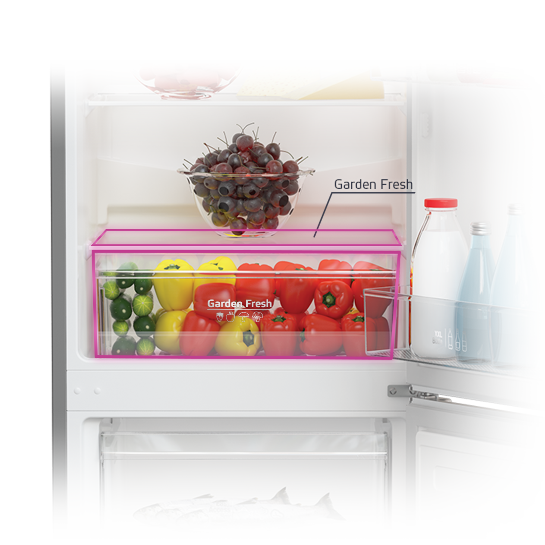 Combina frigorifica Arctic AK54305M30MT, 291 l, Clasa F, Garden Fresh, Mix Zone, H 181.3 cm, Argintiu