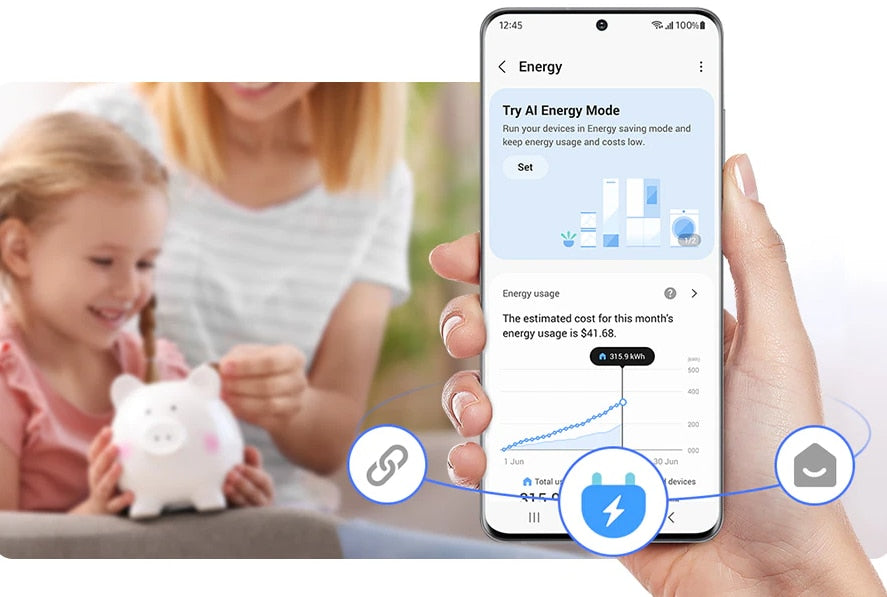 Masina de spalat rufe Samsung WW90CGC04DABLE, 9 kg, 1400 RPM, Clasa A, Motor Digital Inverter, Eco Bubble, WiFi SmartThings, AI Energy, Negru