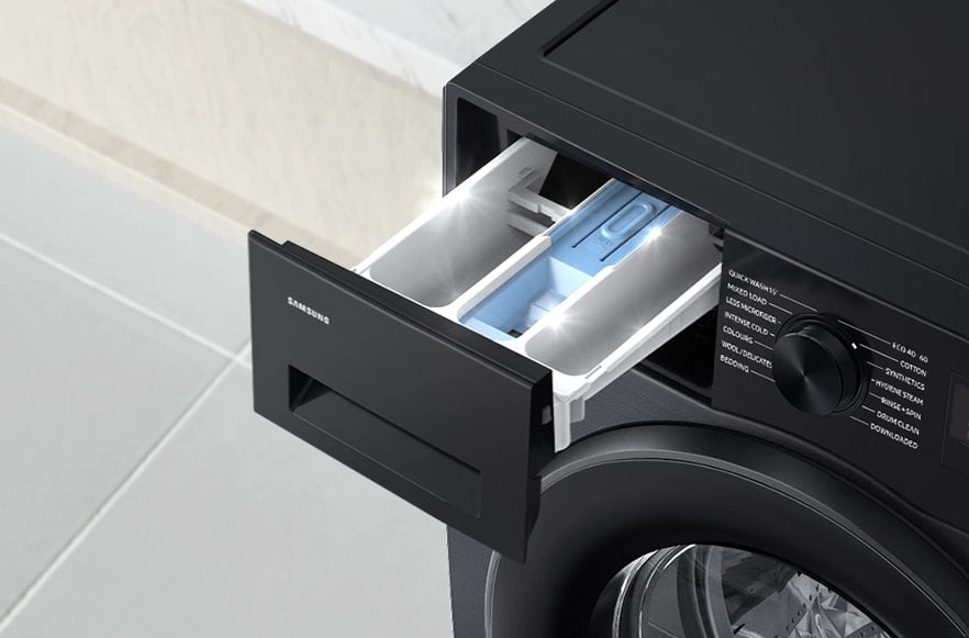 Masina de spalat rufe Samsung WW90CGC04DABLE, 9 kg, 1400 RPM, Clasa A, Motor Digital Inverter, Eco Bubble, WiFi SmartThings, AI Energy, Negru